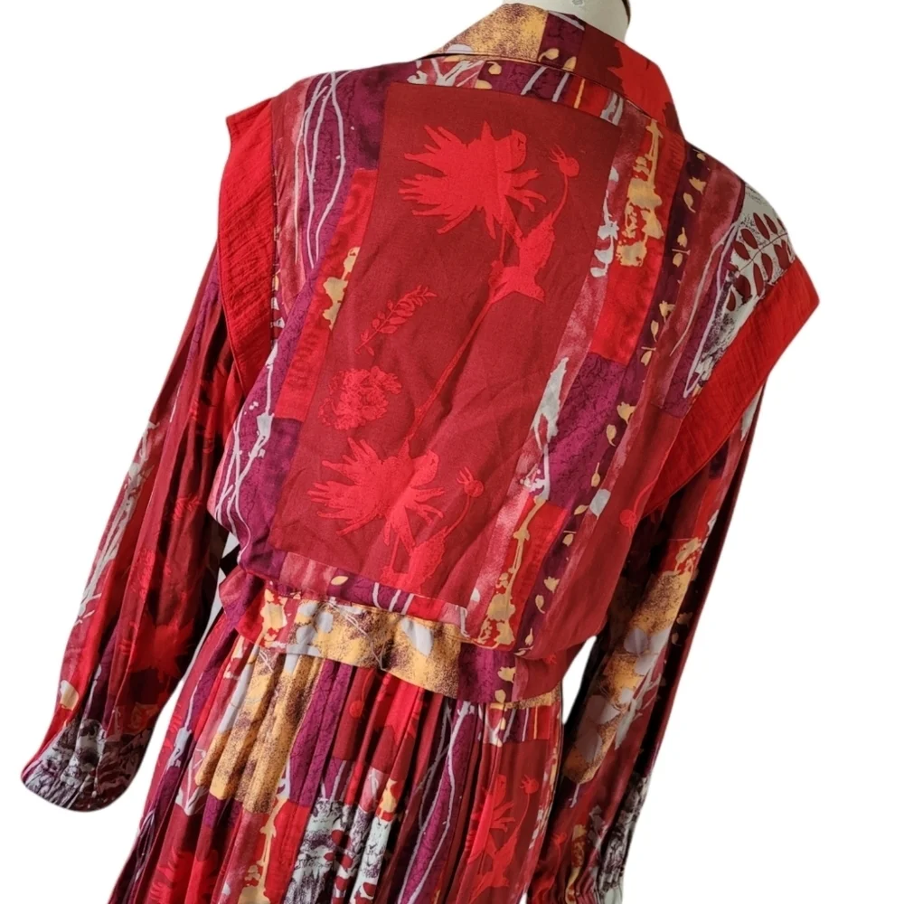 Vintage‎ - Bonnie Boynton Red Abstract Two Piece Skirt Set